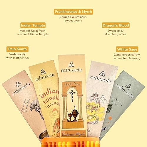 Calmveda Natural Incense Sticks Variety Pack - (5 Variants) Charcoal Free Inscents-Sticks, Made from Upcycled Flowers | Sacred Insence-Sticks from All Cultures (Inciensos Aromaticos) - Image 3