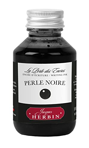 Jacques Herbin Fountain Pen Ink, 100 ml Plastic Bottle, Perle Noire (Rich Purple-Black Ink) - Image 5