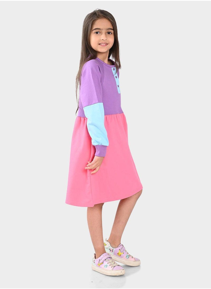 Regular Fit Printed Multicolour Cotton Dresses For Girls Round Neck Flat Collar Pull On 100 % Cotton - pzsku/Z03CE8C500287DD622413Z/45/_/1740300974/340006f6-3615-4b28-b389-416208f21589