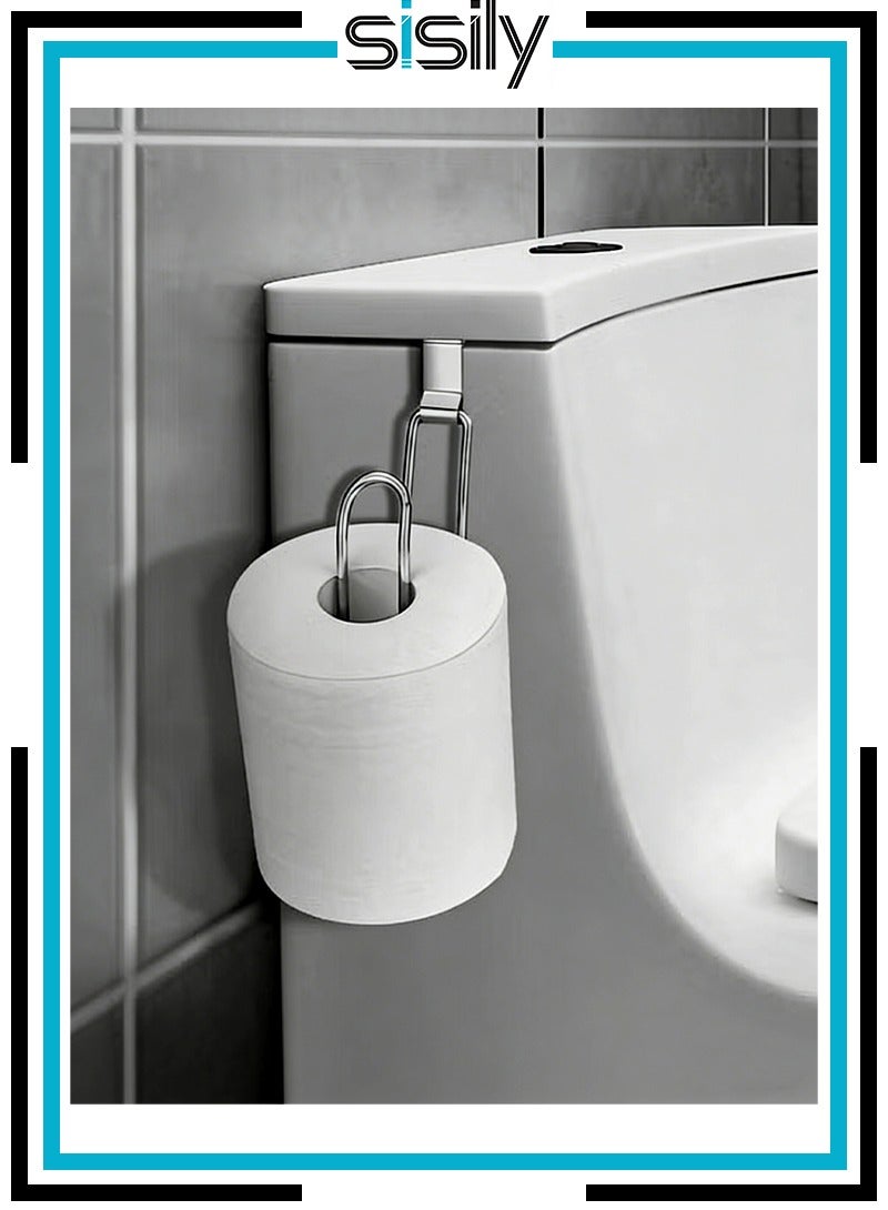 Sisily Wall Mounted Toilet Roll Paper Holder Punch-free Stainless Steel Tissue Storage Holder Creative Hanging Roll Paper Hanger Home - Image 1