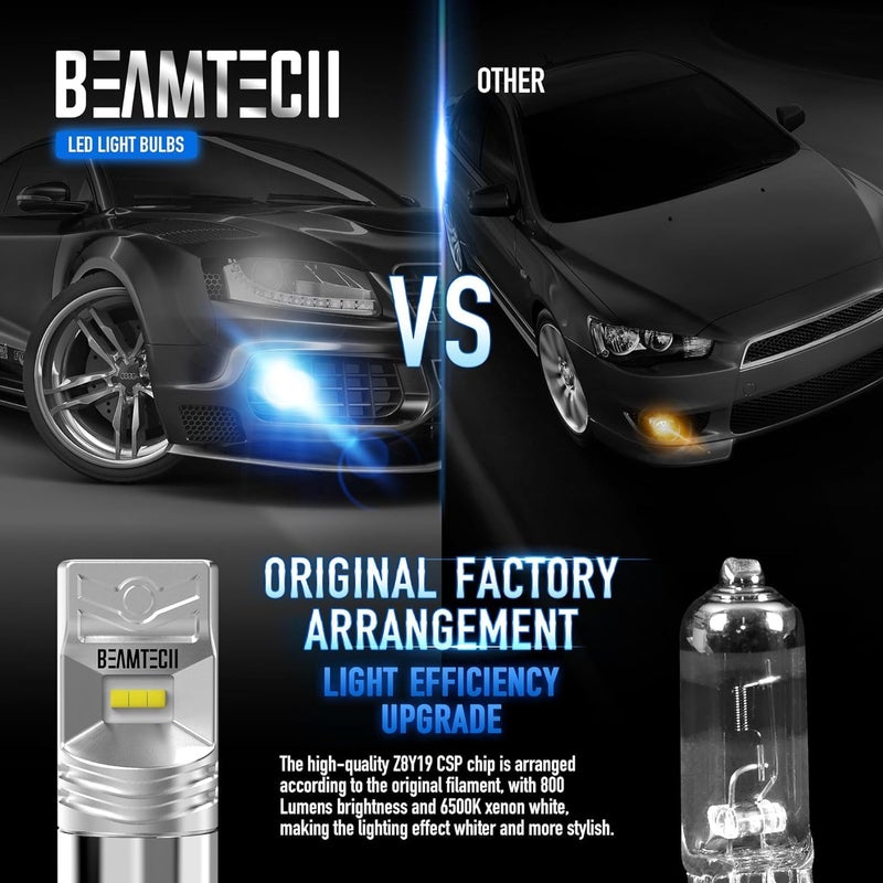 BEAMTECH 5202 Fog Light Bulb,H16(European Type,Not Japan Vehicles) 6500K White Non-Polarity,Pack of 2 - Image 3