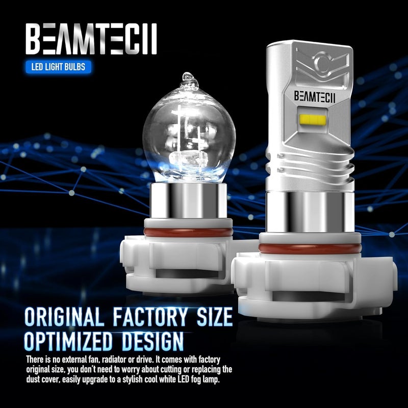 BEAMTECH 5202 Fog Light Bulb,H16(European Type,Not Japan Vehicles) 6500K White Non-Polarity,Pack of 2 - Image 2