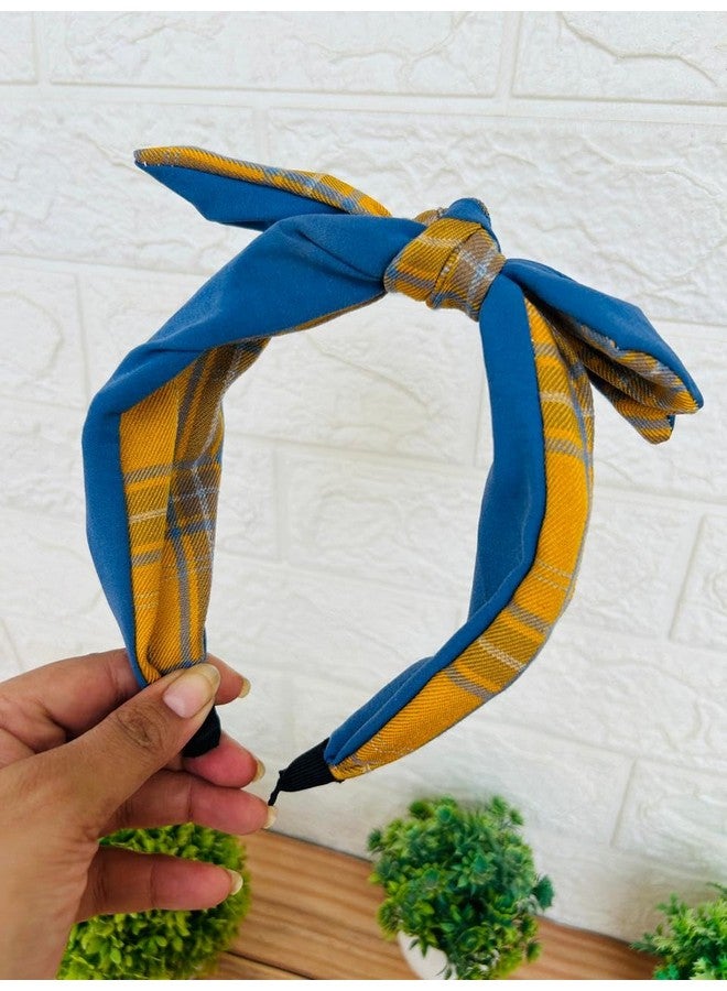 Radhya Accessories Korean Handmade Soft Padded Stretchable 2 styled Knot Hairband for Girls Hairband for Women Fancy Party Wedding Rabbit Hairband Headband Hair Accessories For Women & Girls (1 pc) (Blue, pack of 1) - Image 1