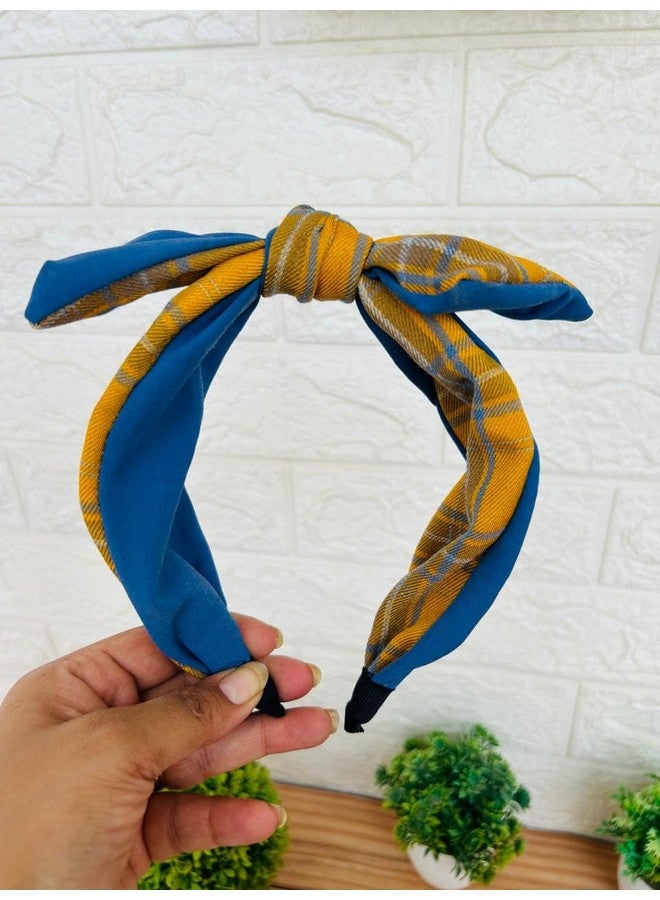 Radhya Accessories Korean Handmade Soft Padded Stretchable 2 styled Knot Hairband for Girls Hairband for Women Fancy Party Wedding Rabbit Hairband Headband Hair Accessories For Women & Girls (1 pc) (Blue, pack of 1) - Image 2