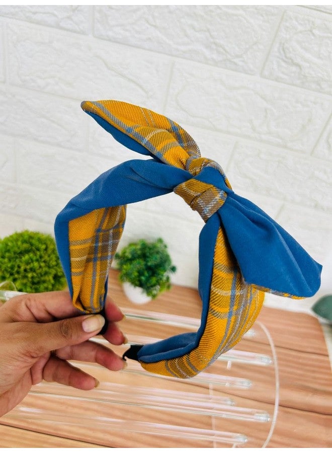 Radhya Accessories Korean Handmade Soft Padded Stretchable 2 styled Knot Hairband for Girls Hairband for Women Fancy Party Wedding Rabbit Hairband Headband Hair Accessories For Women & Girls (1 pc) (Blue, pack of 1) - Image 3