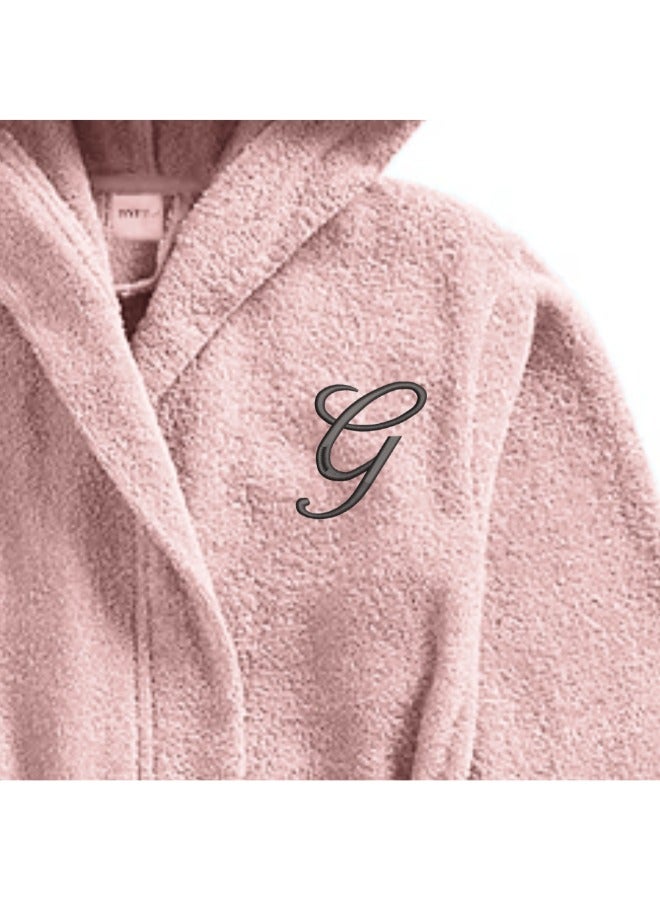 BYFT Daffodil (Baby Pink) Monogrammed 12 Year Kids Bathrobe (125 x 133 Cm) Hooded Terry Cotton Set of 01 - Letter "G" - Image 2