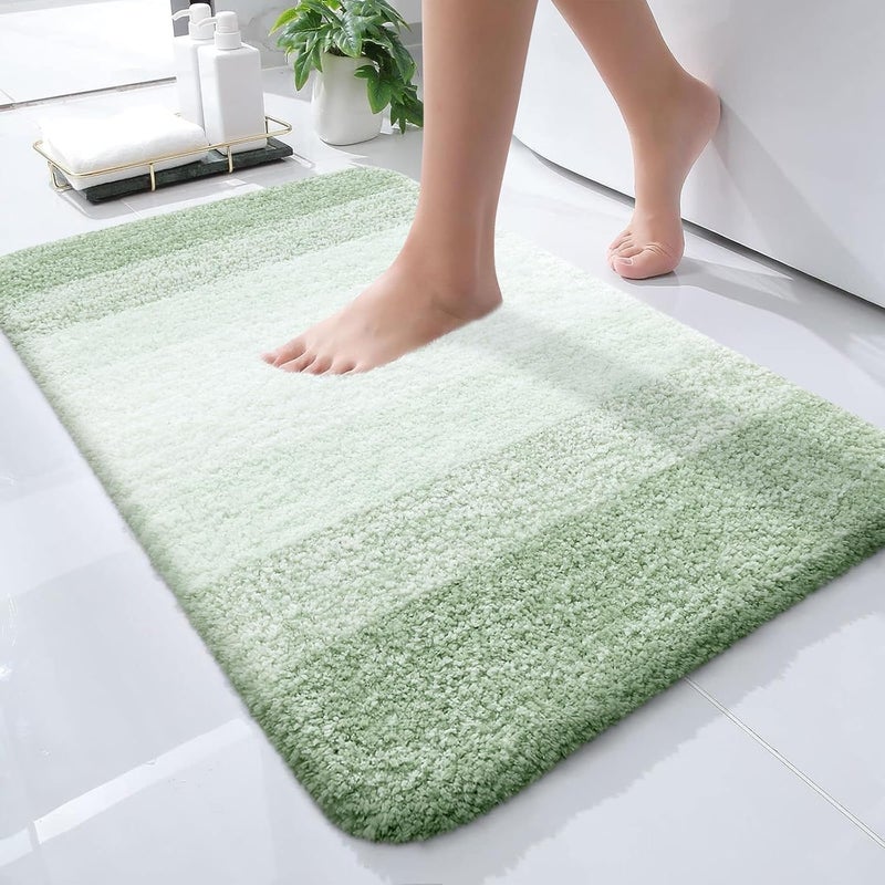 OLANLY Bathroom Rugs Mat 24x16, Extra Soft Absorbent Microfiber Bath Rugs, Rubber Backing, Quick Dry, Machine Washable Bath Mats for Bathroom Floor, Tub and Shower, Home Decor Accessories, Sage Green - Image 1