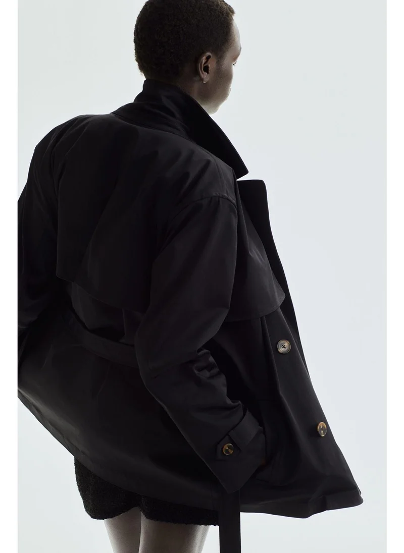 اتش اند ام Short twill trench coat