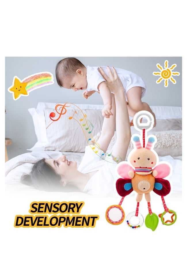 Baby Pram Pushchair Toys Newborn Sensory Soft Plush Early Development Stroller Toys Hanging Toy with Clip-on Pushchair Baby Rattles Toys - Image 3
