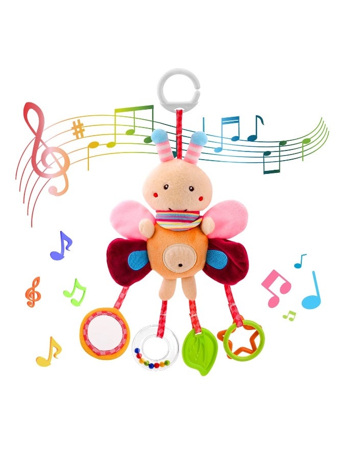 Baby Pram Pushchair Toys Newborn Sensory Soft Plush Early Development Stroller Toys Hanging Toy with Clip-on Pushchair Baby Rattles Toys - Image 1