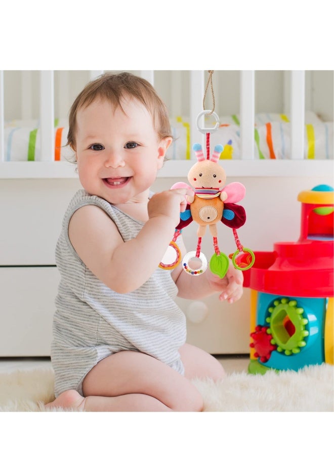 Baby Pram Pushchair Toys Newborn Sensory Soft Plush Early Development Stroller Toys Hanging Toy with Clip-on Pushchair Baby Rattles Toys - Image 2