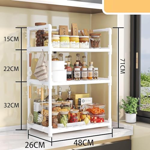 Matiko 3 Tier Countertop Organizer Bathroom Shelf | Space Saving Kitchen Storage Standing Rack | for Cosmetics, Stationary and Jars Organization Oven Stand| Compact & Convenient (3-Tier, White) - Image 3