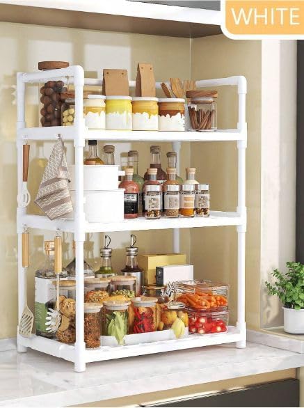 Matiko 3 Tier Countertop Organizer Bathroom Shelf | Space Saving Kitchen Storage Standing Rack | for Cosmetics, Stationary and Jars Organization Oven Stand| Compact & Convenient (3-Tier, White) - Image 2
