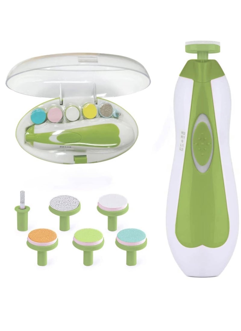 Baby Electric Nail Trimmer and File Kit with LED Light, 6-in-1 Replacement Heads for Newborns and Toddlers, Trim, Polish, and Groom Fingernails & Toes (Green) - pzsku/Z03CED4B550DEB362A399Z/45/_/1734207259/e0b37173-5217-4a23-b971-1f22c07387f2