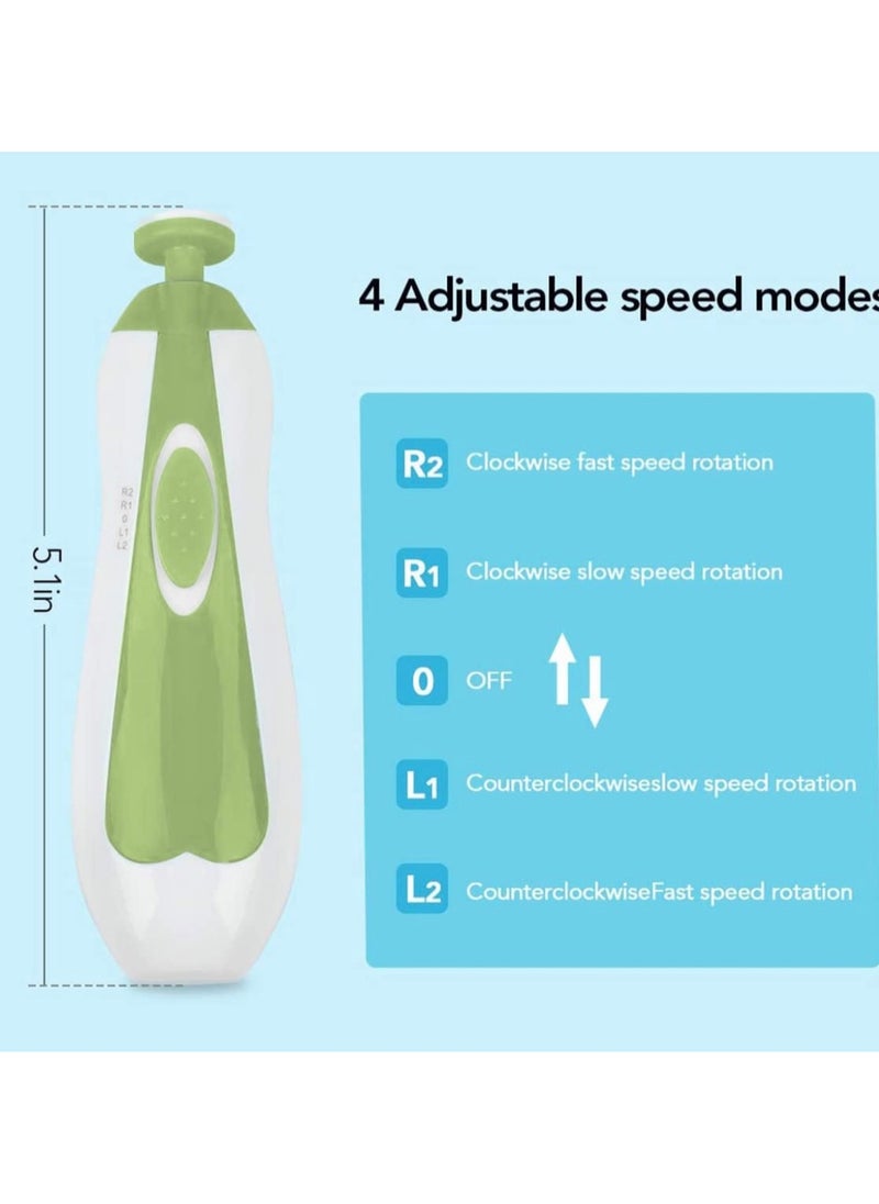 Baby Electric Nail Trimmer and File Kit with LED Light, 6-in-1 Replacement Heads for Newborns and Toddlers, Trim, Polish, and Groom Fingernails & Toes (Green) - pzsku/Z03CED4B550DEB362A399Z/45/_/1734207270/a6797767-7ad8-48a2-a92c-587412531082
