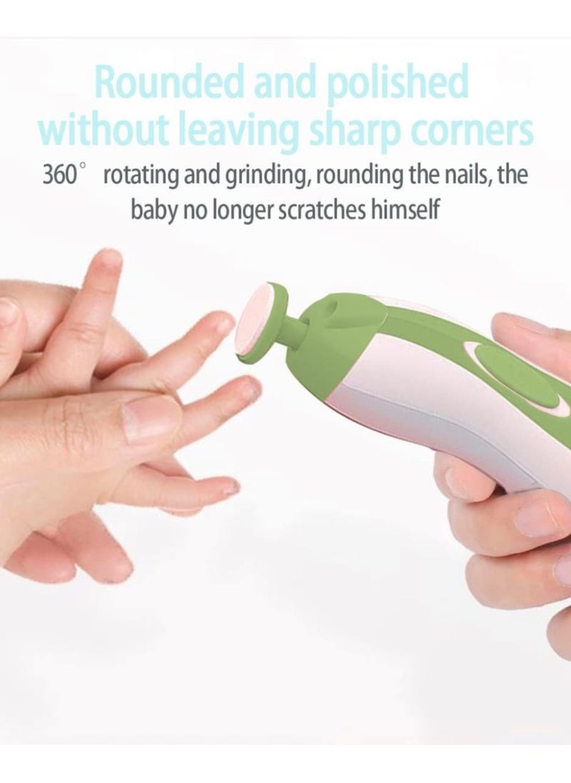 Baby Electric Nail Trimmer and File Kit with LED Light, 6-in-1 Replacement Heads for Newborns and Toddlers, Trim, Polish, and Groom Fingernails & Toes (Green) - pzsku/Z03CED4B550DEB362A399Z/45/_/1734207307/9b577bc9-9333-4ebb-a97c-bc262e89c674