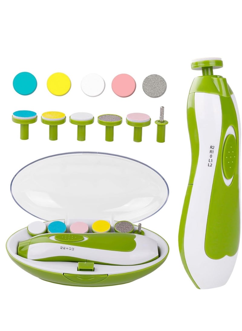 Baby Electric Nail Trimmer and File Kit with LED Light, 6-in-1 Replacement Heads for Newborns and Toddlers, Trim, Polish, and Groom Fingernails & Toes (Green) - pzsku/Z03CED4B550DEB362A399Z/45/_/1734207338/576b0ad8-fdd9-44a0-9df7-a64c5e5f86c2