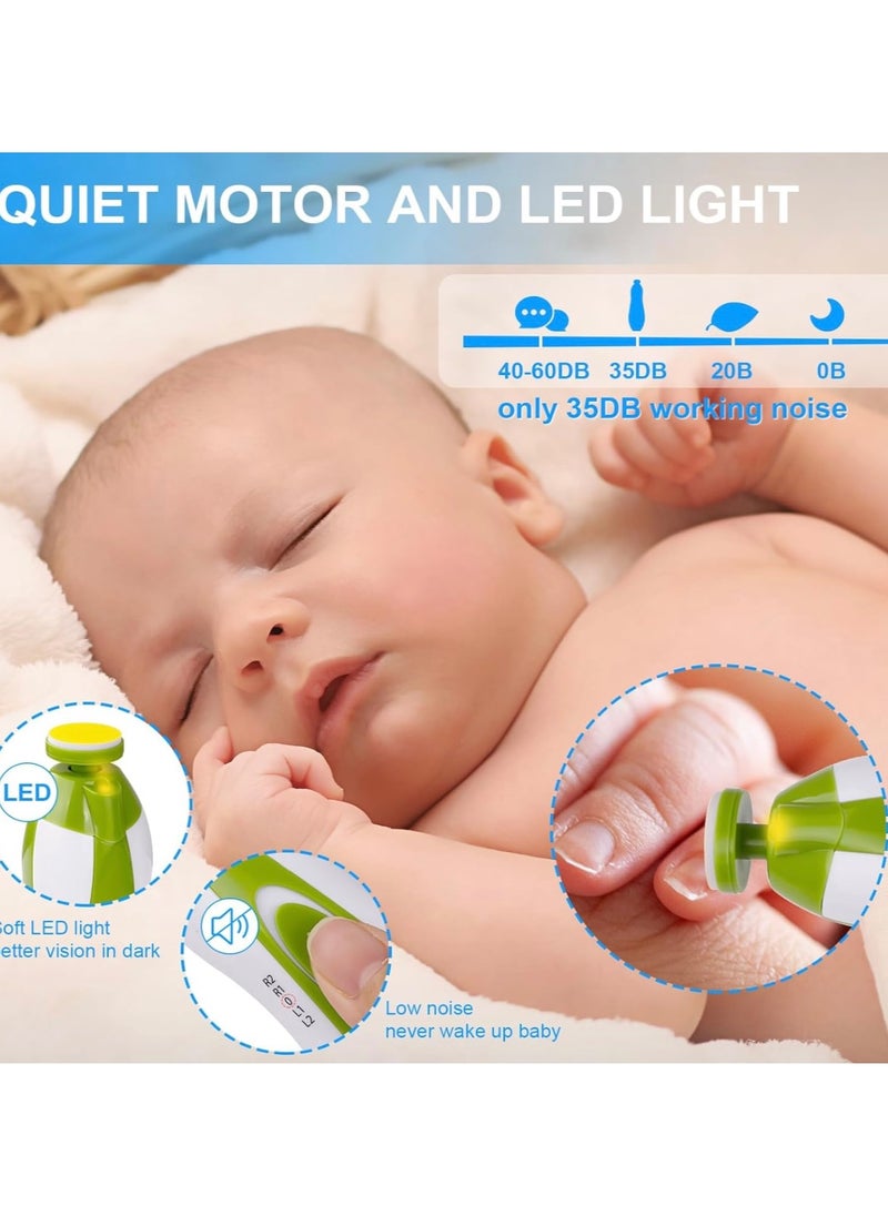 Baby Electric Nail Trimmer and File Kit with LED Light, 6-in-1 Replacement Heads for Newborns and Toddlers, Trim, Polish, and Groom Fingernails & Toes (Green) - pzsku/Z03CED4B550DEB362A399Z/45/_/1734207409/4b192593-2076-4cdd-b770-c5d4962272cc