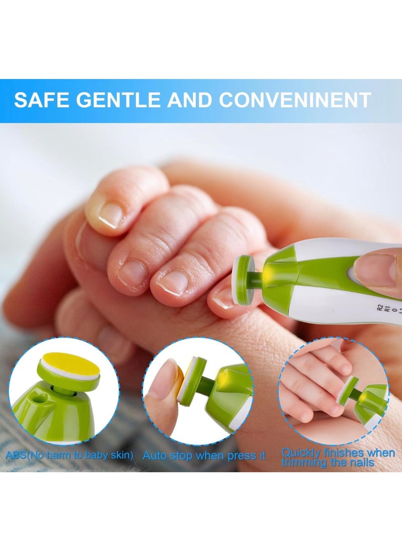 Baby Electric Nail Trimmer and File Kit with LED Light, 6-in-1 Replacement Heads for Newborns and Toddlers, Trim, Polish, and Groom Fingernails & Toes (Green) - pzsku/Z03CED4B550DEB362A399Z/45/_/1734207419/e9dc02a3-3959-4b47-9162-8fcdfac603ad
