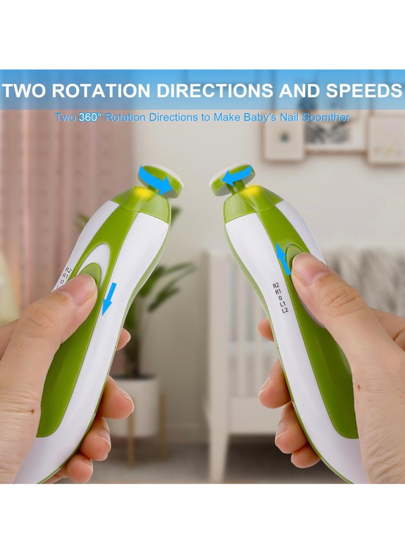 Baby Electric Nail Trimmer and File Kit with LED Light, 6-in-1 Replacement Heads for Newborns and Toddlers, Trim, Polish, and Groom Fingernails & Toes (Green) - pzsku/Z03CED4B550DEB362A399Z/45/_/1734207470/3a71fa1a-2097-450c-8e53-b49bd879a53a