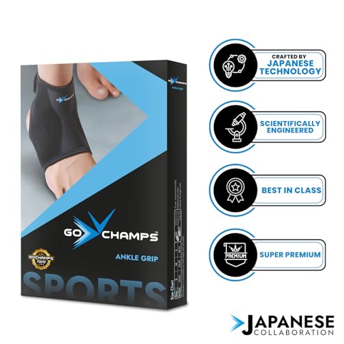 GoChamps Premium Neoprene Ankle Grip Support Brace, Compression Sleeve for Sprain, Injury Prevention, Pain Relief & Recovery, Japanese Collaboration, Large (28-31 cm, Pack Of 1) - Image 5