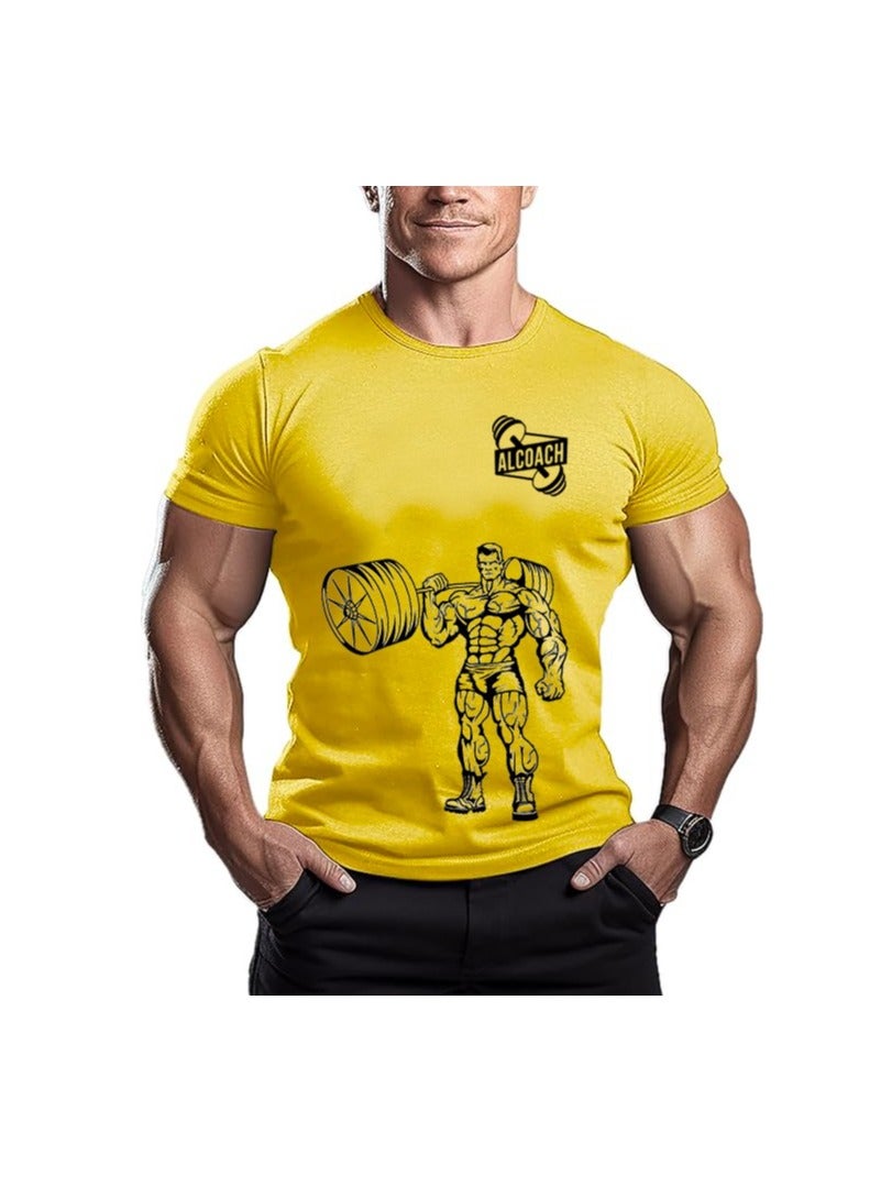 ALCOACH Men's Oversize T-shirt - ALCOACH - NEVER GIVE UP  Printed for exercise, gym and bodybuilding  - Image 1
