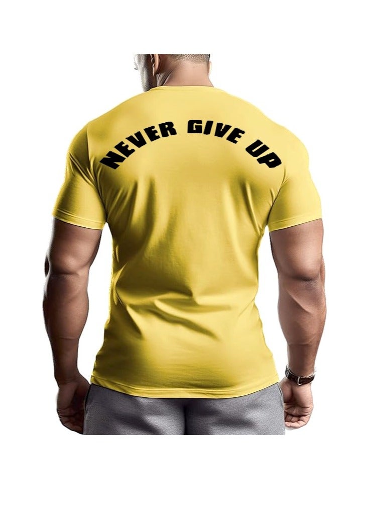 ALCOACH Men's Oversize T-shirt - ALCOACH - NEVER GIVE UP  Printed for exercise, gym and bodybuilding  - Image 2