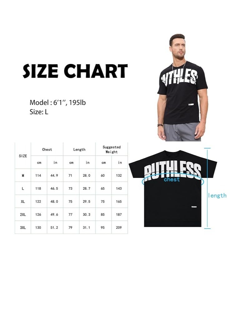 ALCOACH Men's Oversize T-shirt - ALCOACH - NEVER GIVE UP  Printed for exercise, gym and bodybuilding  - Image 5