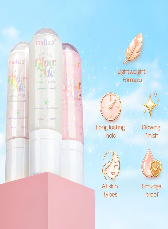 Maliao Glow Me Makeup Fixer - Quick Dry Formula for Lasting Radiance (PINK) 100g - Image 5