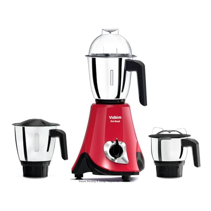 VIDIEM EVA Royal 750W Mixer Grinder with 3 Jars | 750W mixer Grinder | 2 Years Product Warranty & 5 Years Motor Warranty | Red & Black - Image 1