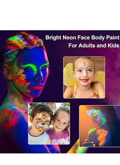 Generic 12 Colors Glow in The Dark Body Face Paint , Black Light Neon Luminous Body Paint Makeup Party Supplies, Professional Glow Face Painting Kit for Kids & Adults  - Image 3
