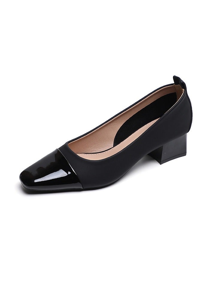 KUYING Single Shoe Women's Thick Heel Versatile Shoes  - Image 1