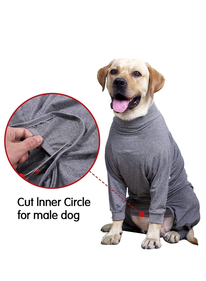 KASTWAVE Dog Recovery Suit, Professional Soft Breathable Dog Surgery Suit, Abdominal Surgical Suit, Prevent Licking Wounds, Dog Recovery Suit, Dog Pajamas, Long Sleeve Prevent Shedding, Large Grey - Image 3