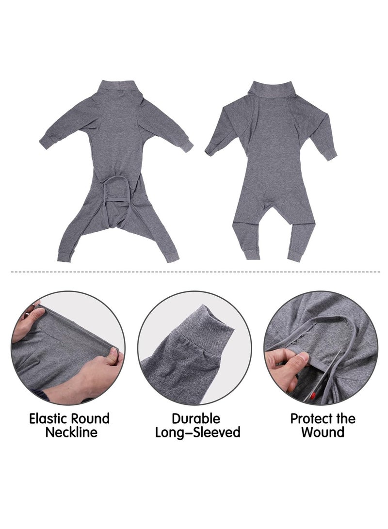 KASTWAVE Dog Recovery Suit, Professional Soft Breathable Dog Surgery Suit, Abdominal Surgical Suit, Prevent Licking Wounds, Dog Recovery Suit, Dog Pajamas, Long Sleeve Prevent Shedding, Large Grey - Image 4