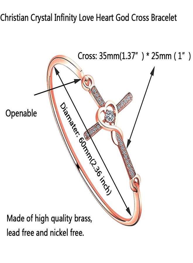 هولب سوار مسيحي من هولب، سوار إنفينيتي لوف هارت، سوار صليب، سوار صليب، هدية دينية للنساء (ذهبي وردي) - Image 3
