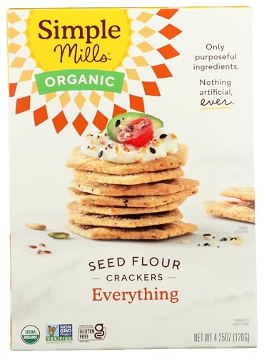 Simple Mills Organic Seed Crackers Everything Gluten Free Flax Seed Sunflower Seeds Corn Free LowCalorie Snacks Plant Based Nutrient Dense 425oz Pack of 1 - Image 1