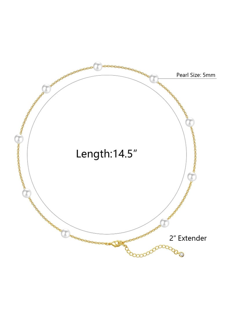 Oasisgalore Pearl Necklaces for Women,6MM Cream White Round Pearl, Necklace for Women Jewelry Gifts - Image 2