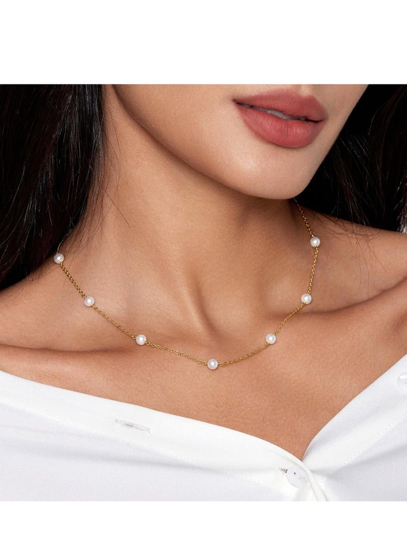 Oasisgalore Pearl Necklaces for Women,6MM Cream White Round Pearl, Necklace for Women Jewelry Gifts - Image 4