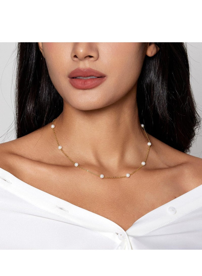 Oasisgalore Pearl Necklaces for Women,6MM Cream White Round Pearl, Necklace for Women Jewelry Gifts - Image 5