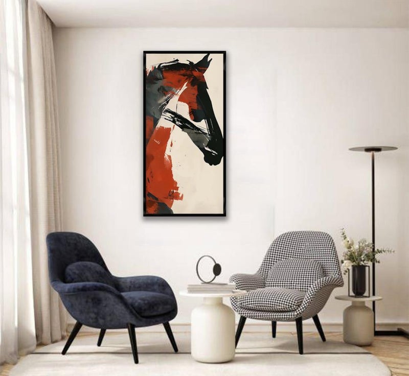 ماركتنا لوحة قماشية بتصميم حصان مع برواز مجوف بمقاس 100×50 سم , قطعة واحدة - Image 3