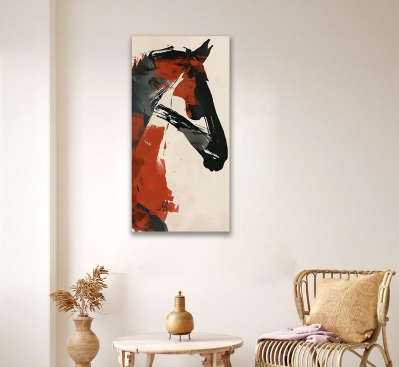 ماركتنا لوحة قماشية بتصميم حصان مع برواز مجوف بمقاس 100×50 سم , قطعة واحدة - Image 1