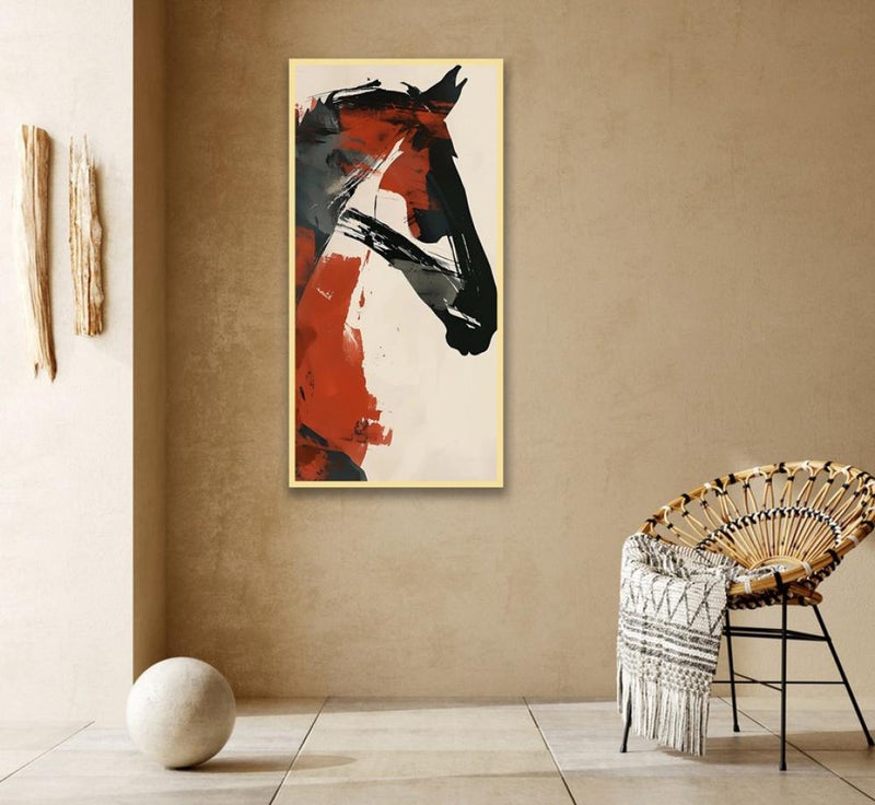 ماركتنا لوحة قماشية بتصميم حصان مع برواز مجوف بمقاس 100×50 سم , قطعة واحدة - Image 2