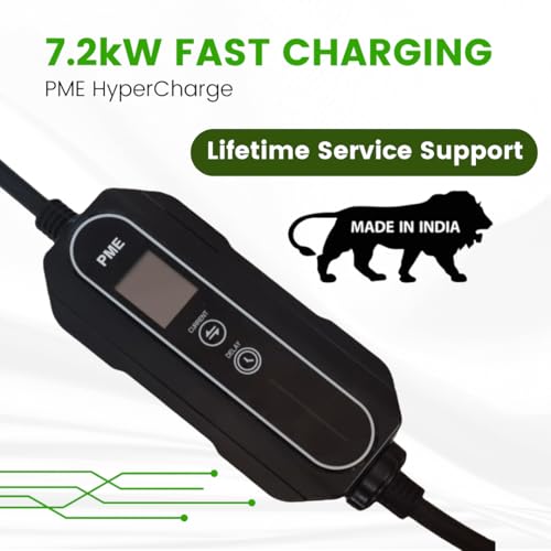 PME Portable EV Charger 7.2kW for Cars, 6m Cable, Large LCD, Adjustable Current, 32A (1 Phase), All in-Built protections | Model: HyperCharge, IP67 Waterproof (7.2kW) - Image 5