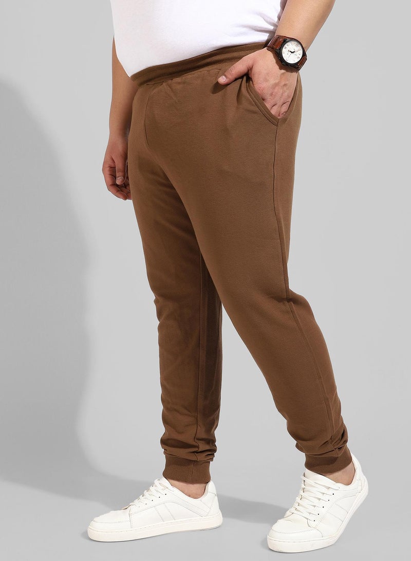 Instafab Plus Men's Cotton Solid Brown Regular Fit Trackpants - Image 3