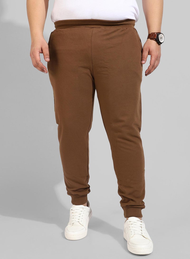 Instafab Plus Men's Cotton Solid Brown Regular Fit Trackpants - Image 2