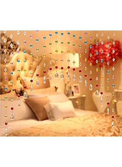 Light Wave lw Crystal 30 String Glass Drops Crystal Beads Curtain with 30 mm Glass Drops Arch Shape (30 String Suitable for 4 to 5 feet) 