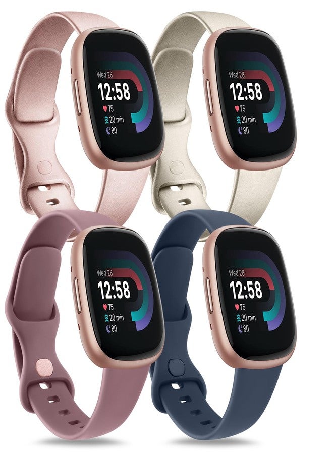 اي كي مجموعة من 4 أساور متوافقة مع ساعات Fitbit Versa 4 و 3 / Sense 2 / Sense للرجال والنساء، أساور كلاسيكية ناعمة لساعات Fitbit Versa 4 / Versa 3 / Sense 2 / Sense الذكية (صغير، 4 قطع L) - Image 1