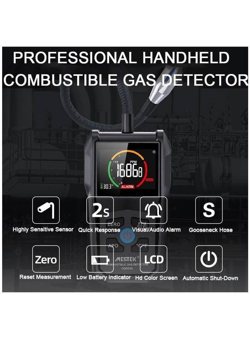 SYOSI - Gas Leak Detector, Propane Flammable Gas Sniffer Combustible Gas Leak Detector with Color LCD Display, Temperature Measure, Flexible Probe Locates Natural Gas Methane Propane Ethanol - Image 1