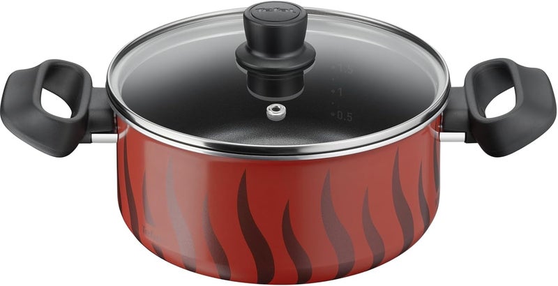 T-fal TEFAL Cooking Pot | Tempo Flame 20 Cm Non Stick Casserole With Lid | Red | Aluminium | 2 Years Warranty | C3044485 - Image 1