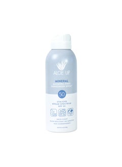 Aloe Up Continuous Mineral Sunscreen Spray SPF 50- Alcohol-Free Broad Spectrum UVA/UVB Sunscreen Protector for Face and Body - With Gen2 Zinc Oxide and Aloe Vera - Dries Clear - Reef Safe - 4.5 Oz